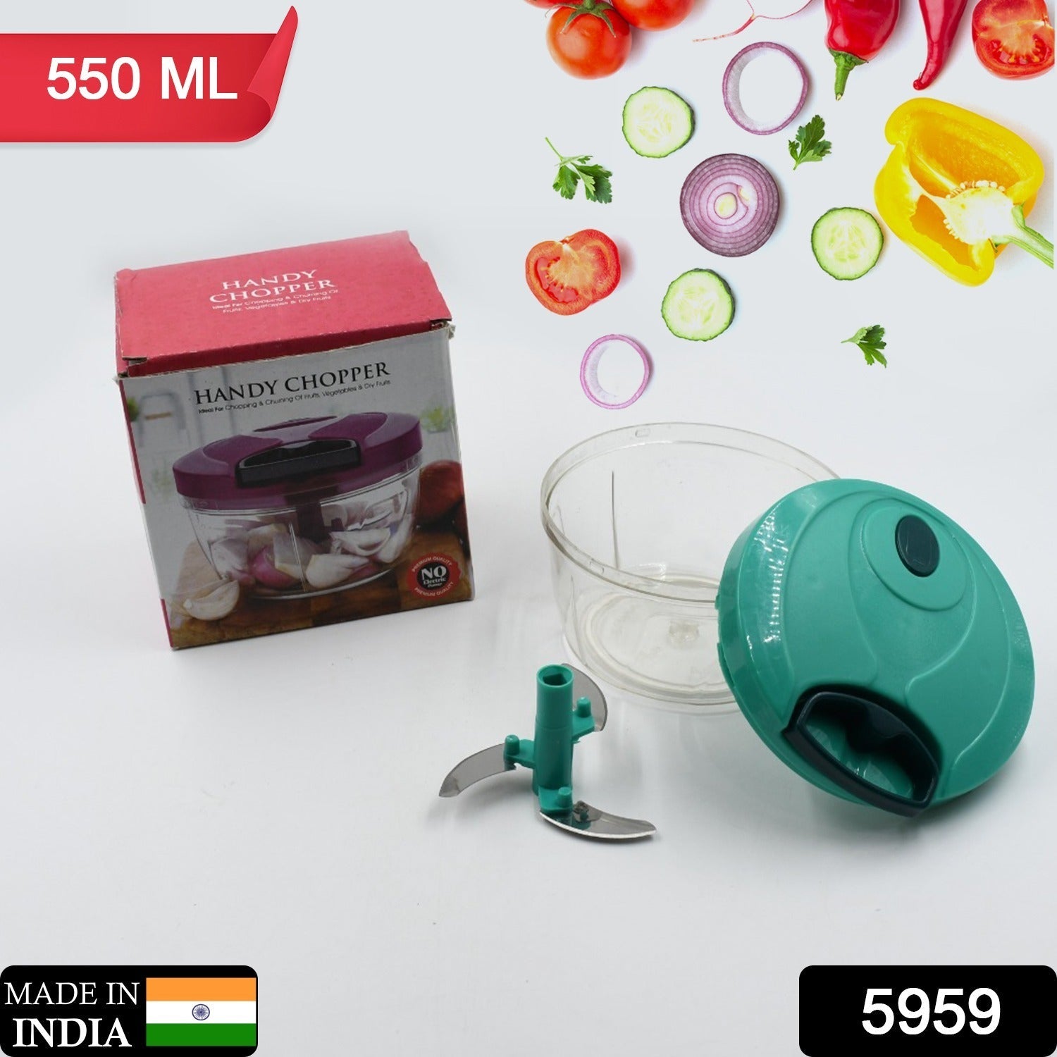 5959 Handy Mini Plastic Vegetable Chopper Cutter, Onion Chopper Vegetables for Kitchen Accessories with 3 Blades 5959 Handy Mini Plastic Vegetable Chopper Cutter, Onion Chopper Vegetables for Kitchen Accessories with 3 Blades